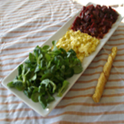 Salade de Mâche, Betteraves, Oeufs Mimosas