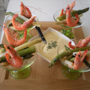 Verrines  "Maïs, Crevettes, Asperges"