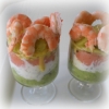 Verrine "Avocat, Fromage Blanc, Saumon Fumé, Concombre, Crevettes"