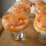 Verrines de "Melons : Confit, Frais, en Coulis"