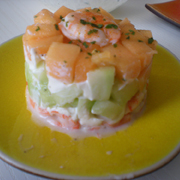 Crevettes, Concombre, Melon,