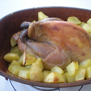 Pintade, Pommes de terre, Physalis