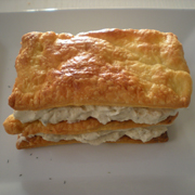 Mille-feuille au Sassenage et Pavé de Saumon