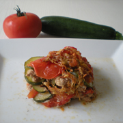 Mille-Feuille de Tomates, Courgettes, Viande