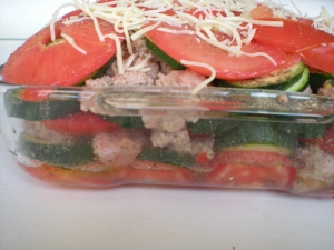 Mille-Feuille de Tomates, Courgettes, Viande - image 3
