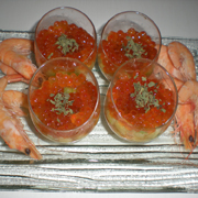 Verrrines "de Crevettes aux Oeufs de Saumon"