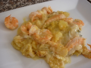 Pommes de Terre au Bleu du Vercors et Crevettes - image 1