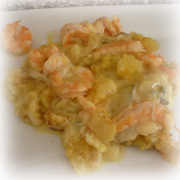 Pommes de Terre au Bleu du Vercors et Crevettes