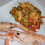 Paëlla au Poulet, Langoustines,...