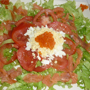 Salade de feuilles de Chêne, Saumon Fumé + Oeufs